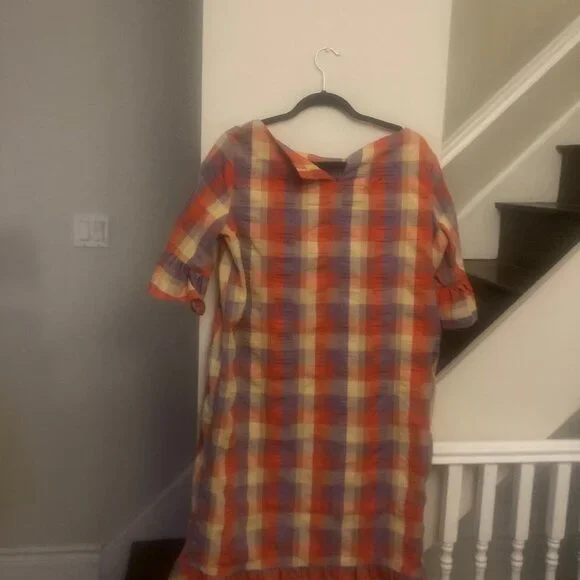 Plaid Dress with Ruffle Hem - Picture 11 of 11